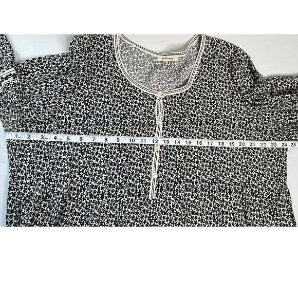 Max Studio Black White Floral Balloon Sleeve Blouse Scoop Neck Babydoll Artsy 2X - Picture 9 of 9